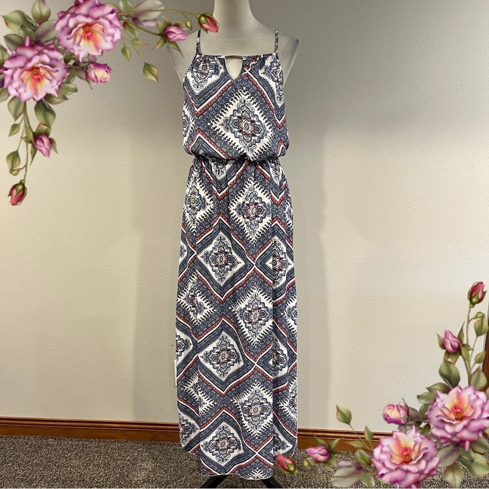 Rue 21 Geometric Print Maxi Dress with straps size medium